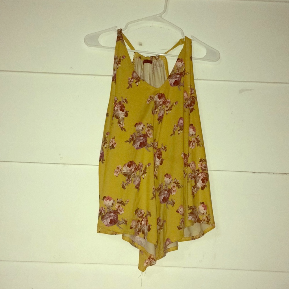 XL First Love Yellow Pink Floral Tank Top